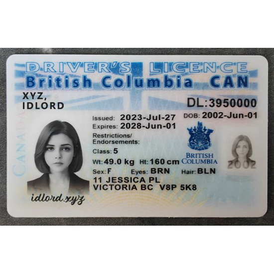 British Columbia Fake id front side